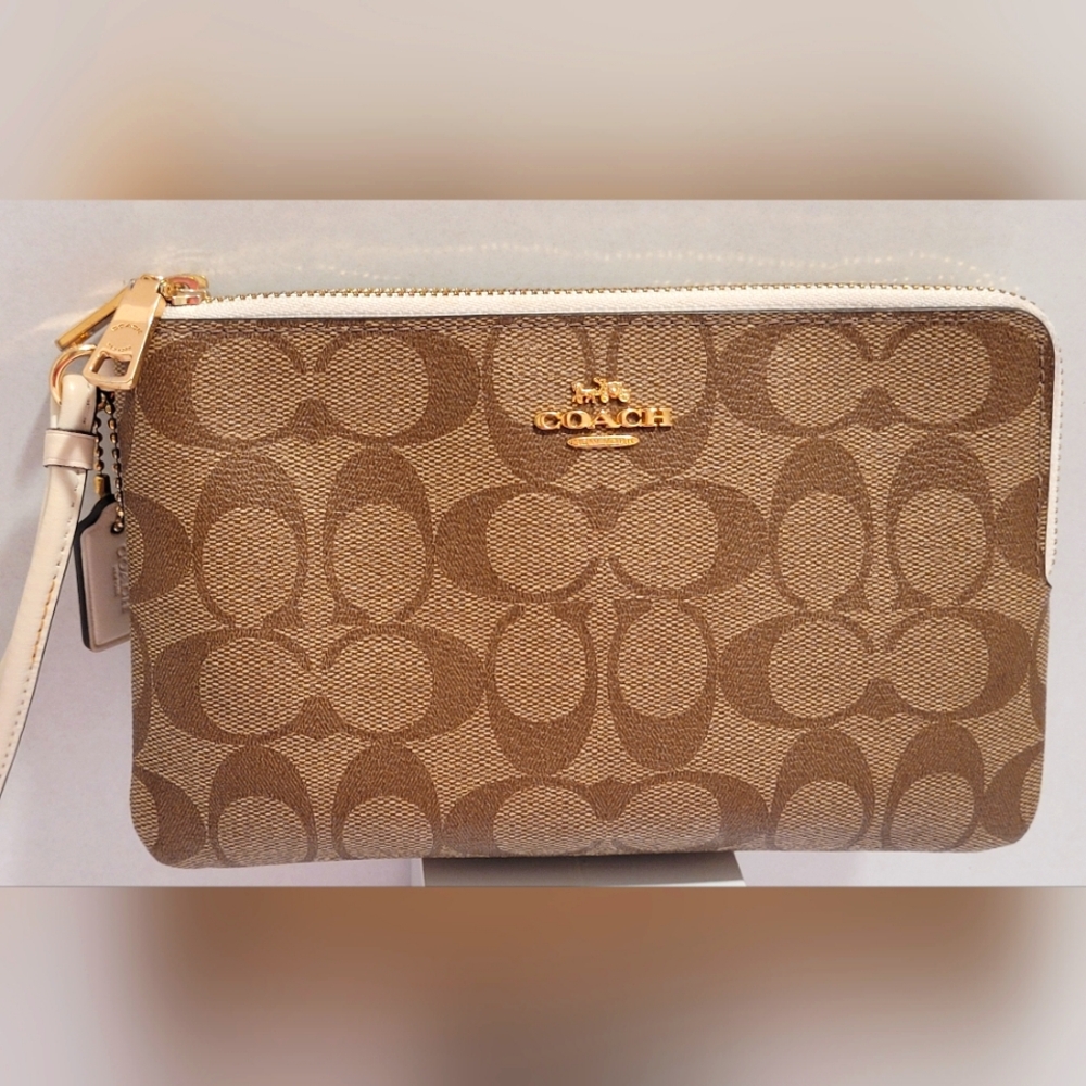 Coach Large Double Zip Wallet In Signature Canvas
